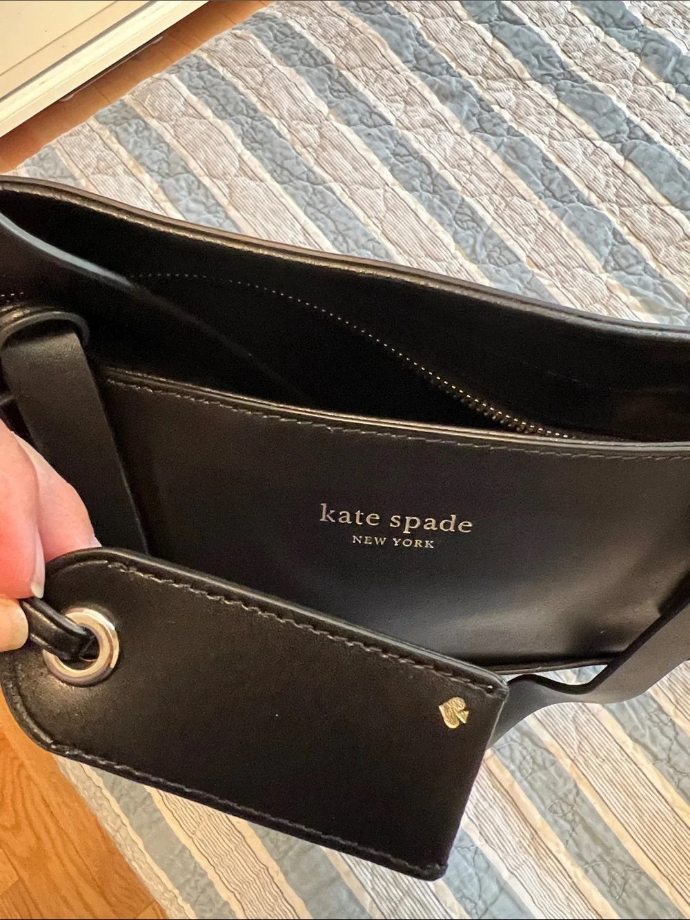 kate spade Black Leather Tote with Front Pocket